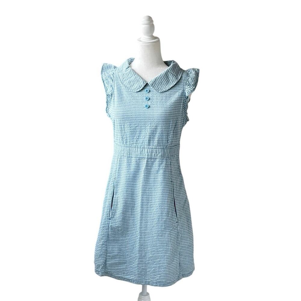 Tulle Blue Gingham Peter Pan Collar Shift Dress Medium